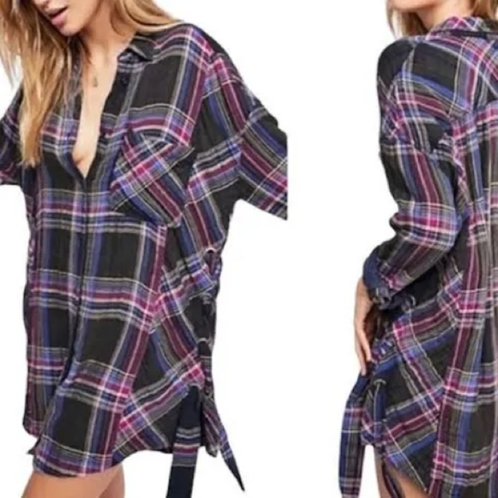Free People Nordic Day Plaid Tunic Dress
